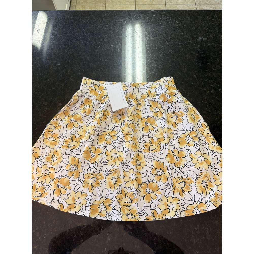 Pact NWT Organic Cotton Mini Skirt Circle Skater Sz XS Floral Pockets A-line